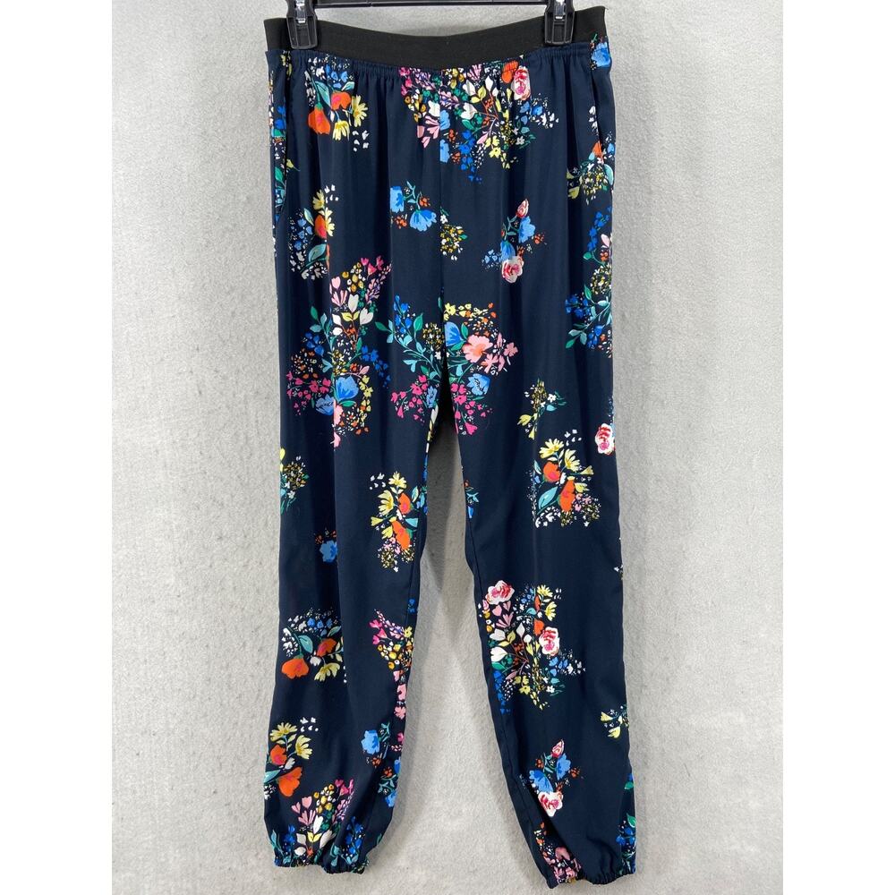 MOLLY BRACKEN Pants‎ Womens Sz S M Elastic Waist Blue Floral Pockets Pull On